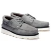 3-gaats oxfordschoenen met smalle pasvorm en sleehak “Medium Grey Suede”