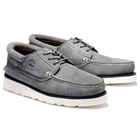 3-gaats oxfordschoenen met smalle pasvorm en sleehak “Medium Grey Suede”