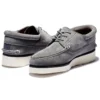 3-gaats oxfordschoenen met smalle pasvorm en sleehak “Medium Grey Suede”