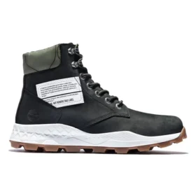 6 inch Brooklyn laarzen met rits aan de zijkant “Zwart nubuck met groene gewatteerde kraag”