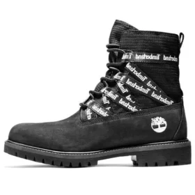 6-Inch Premium laarzen van premium stof en leer “Zwarte logo-riempjes”