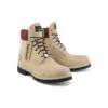 6-Inch Premium waterdichte laarzen “Beige nubuck met bordeauxrode kraag”