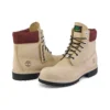 6-Inch Premium waterdichte laarzen “Beige nubuck met bordeauxrode kraag”