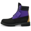 6-Inch Premium Waterproof Boot met brede pasvorm “Zwart nubuck met paars”