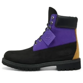 6-Inch Premium Waterproof Boot met brede pasvorm “Zwart nubuck met paars”