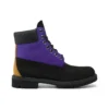 6-Inch Premium Waterproof Boot met brede pasvorm “Zwart nubuck met paars”
