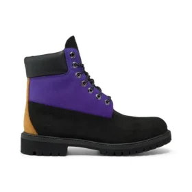 6-Inch Premium Waterproof Boot met brede pasvorm “Zwart nubuck met paars”