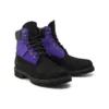 6-Inch Premium Waterproof Boot met brede pasvorm “Zwart nubuck met paars”