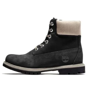 6-Inch Premium Waterproof Boot “Zwart nubuck met beige corduroy kraag”