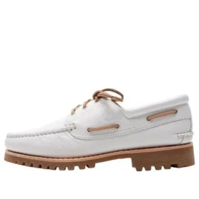 Authentieke handgenaaide bootschoenen “White Full Grain”