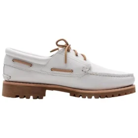 Authentieke handgenaaide bootschoenen “White Full Grain”