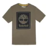 Bedrukt casual T-shirt met ronde hals en korte mouwen, koppelstijl, groen