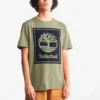 Bedrukt casual T-shirt met ronde hals en korte mouwen, koppelstijl, groen
