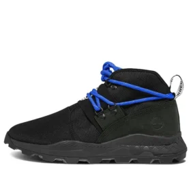 Brooklyn leren en stoffen chukka-schoenen met brede pasvorm “Zwart Ripstop”
