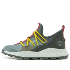 Brooklyn leren en stoffen Oxford-sneakers “Medium Grey Mesh with Red”