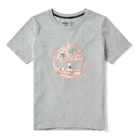 Casual T-shirt met ronde hals en korte mouwen, bedrukt, grijs