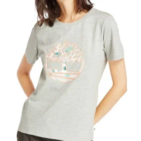 Casual T-shirt met ronde hals en korte mouwen, bedrukt, grijs