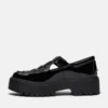 Dames schoenen met gesp en plateauzool van lakleer