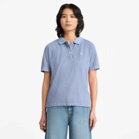 Damespoloshirts met korte mouwen van geverfd piqué Damespoloshirts met korte mouwen van geverfd piqué