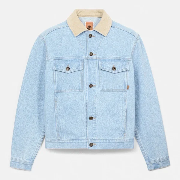 Denimjas met corduroy kraag Denimjas met corduroy kraag