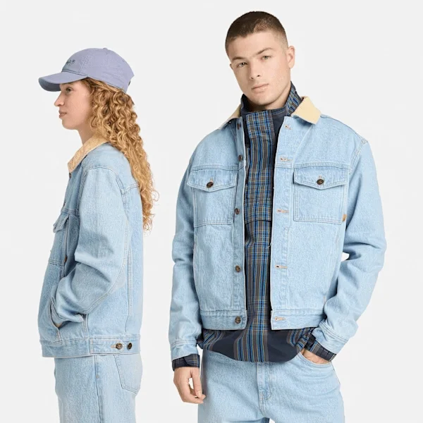 Denimjas met corduroy kraag Denimjas met corduroy kraag