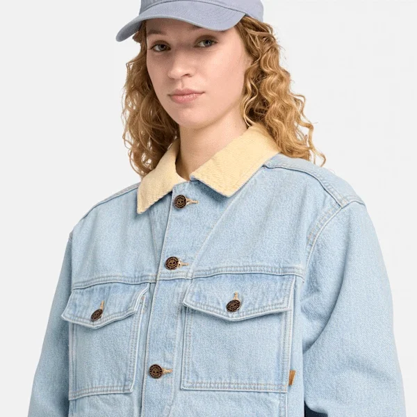 Denimjas met corduroy kraag Denimjas met corduroy kraag