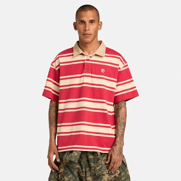 Gestreepte rugbypoloshirt met korte mouwen Gestreepte rugbypoloshirt met korte mouwen