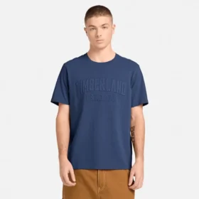 Gewassen T-shirt met geborduurd logo voor heren