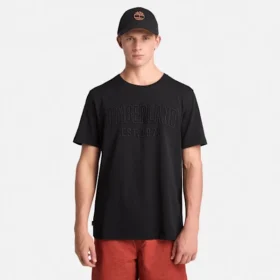 Gewassen T-shirt met geborduurd logo voor heren