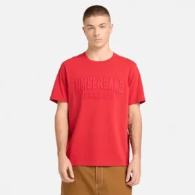 Gewassen T-shirt met geborduurd logo voor heren