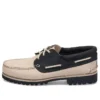 Handgestikte bootschoenen met 3-gaats vetersluiting “Beige”