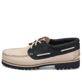 Handgestikte bootschoenen met 3-gaats vetersluiting “Beige”