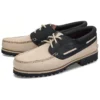Handgestikte bootschoenen met 3-gaats vetersluiting “Beige”