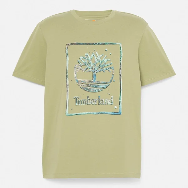 Heren T-shirt met korte mouwen en waterafbeelding Heren T-shirt met korte mouwen en waterafbeelding