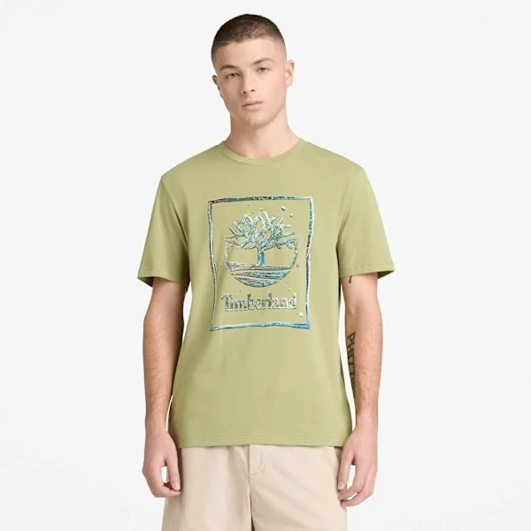 Heren T-shirt met korte mouwen en waterafbeelding Heren T-shirt met korte mouwen en waterafbeelding