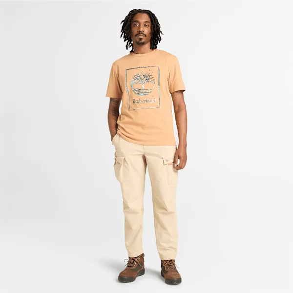 Heren T-shirt met korte mouwen en waterafbeelding Heren T-shirt met korte mouwen en waterafbeelding