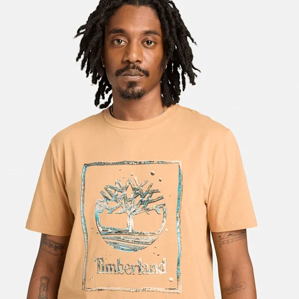 Heren T-shirt met korte mouwen en waterafbeelding Heren T-shirt met korte mouwen en waterafbeelding