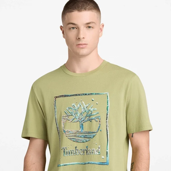 Heren T-shirt met korte mouwen en waterafbeelding Heren T-shirt met korte mouwen en waterafbeelding