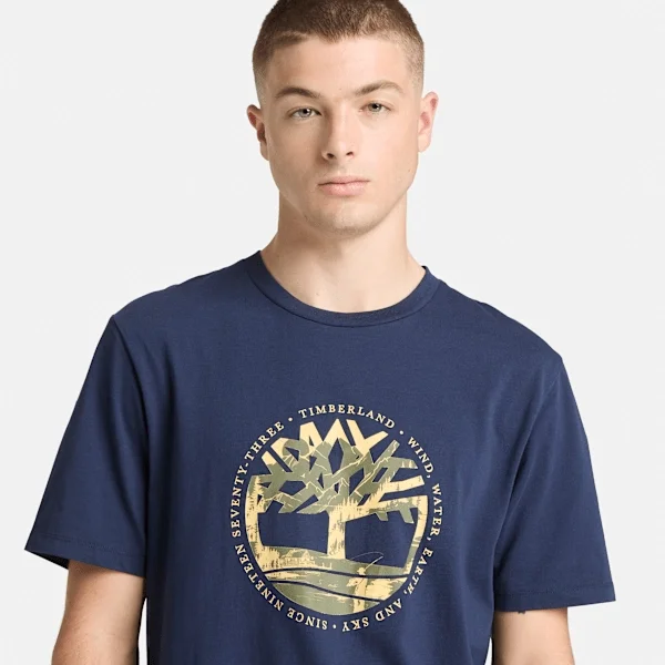 Heren T-shirt met Tree Logo Lake House-print Heren T-shirt met Tree Logo Lake House-print