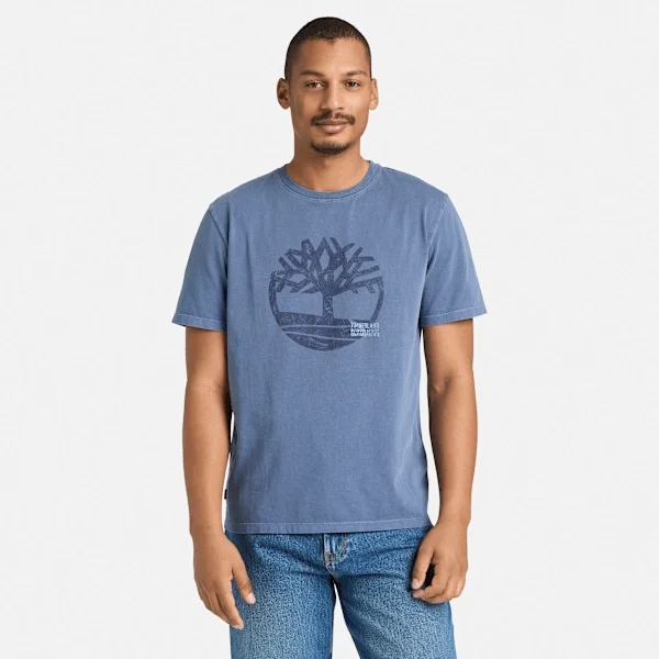 Heren T-shirts met logo, in de massa geverfd Heren T-shirts met logo, in de massa geverfd