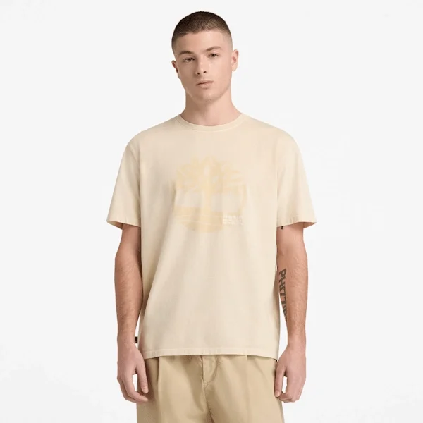 Heren T-shirts met logo, in de massa geverfd Heren T-shirts met logo, in de massa geverfd