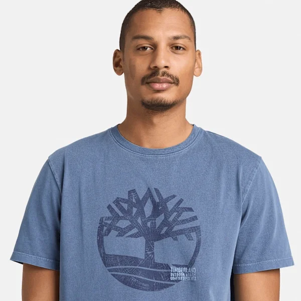 Heren T-shirts met logo, in de massa geverfd Heren T-shirts met logo, in de massa geverfd