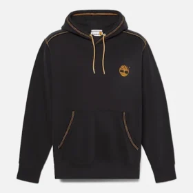 Herenhoodie met contrasterende stiksels en logo – Zwart