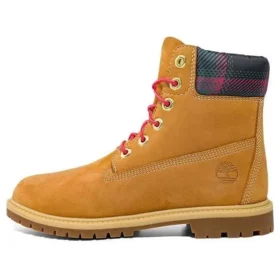 Heritage 6-Inch waterdichte laarzen “Wheat Nubuck met roze-blauwgroen geruit”