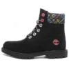 Heritage 6-Inch waterdichte laarzen “Zwart nubuck met kleurrijke logo’s”