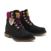 Heritage 6-Inch waterdichte laarzen “Zwart nubuck met roze”
