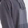 Hoodie met gemengde materialen, geverfd in de massa “Donkergrijs”