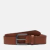 Klassieke jeansriem voor heren, 35 mm, bruin leer