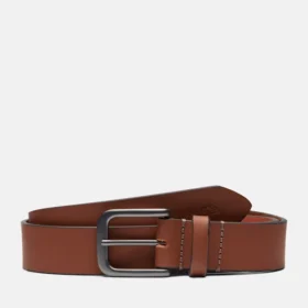 Klassieke jeansriem voor heren, 35 mm, bruin leer