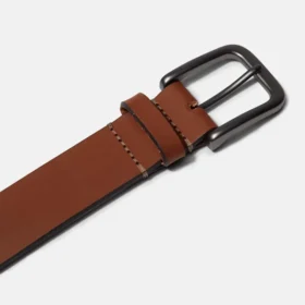 Klassieke jeansriem voor heren, 35 mm, bruin leer